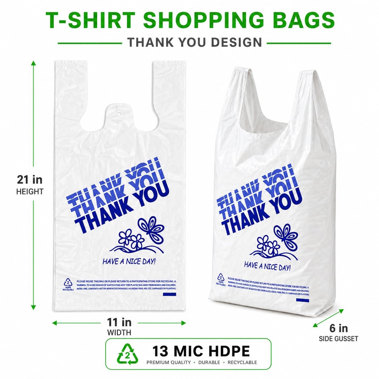 YoYoRain. (1000 Count Thank you bags, Plastic Bags with handle, retail shoppi…