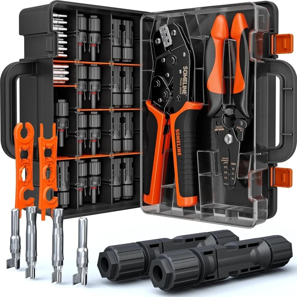 Solar Connector Crimping Tool Kit with MC4 Connectors