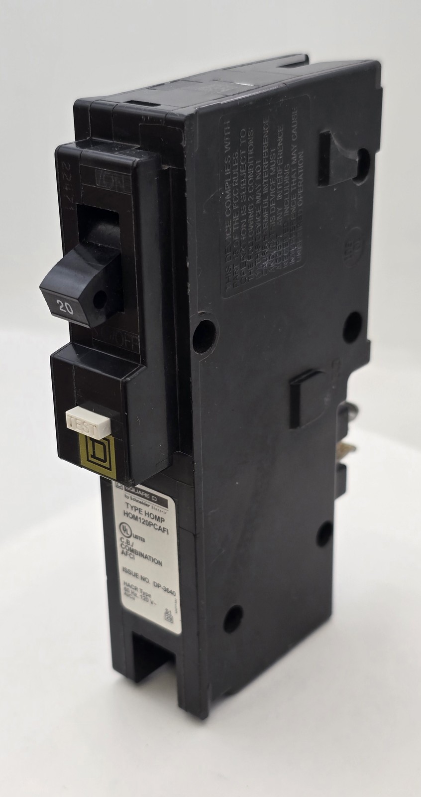 Square D HOM120PCAFI 1 Pole 20 Amp 120V Circuit Breaker HOM Plug In
