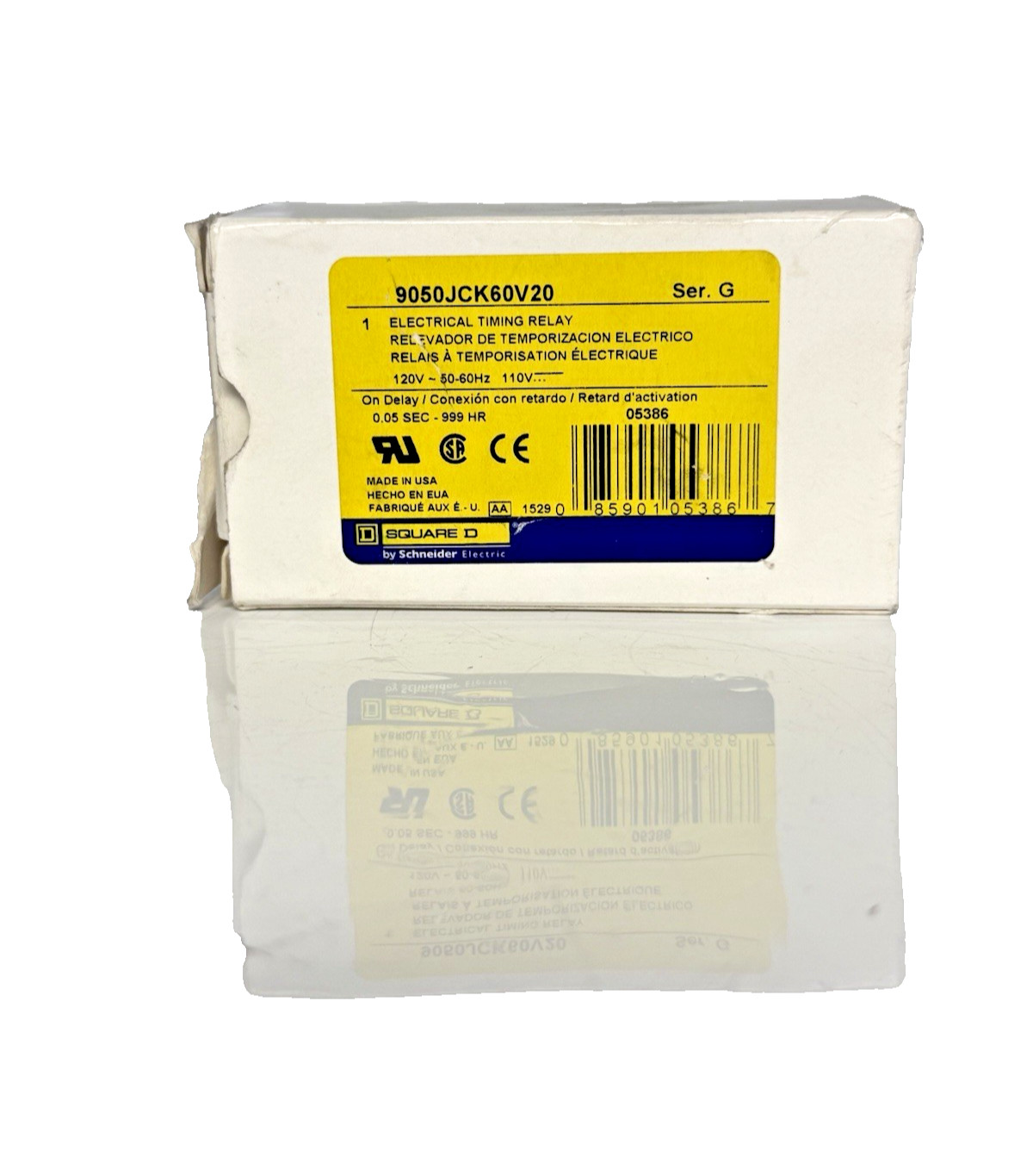 Square D 9050JCK60V20 On-Delay Timing Relay 120VAC 240VAC 10A DPDT 0.05s-999HR