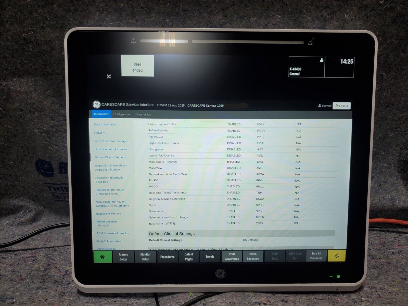 GE Carescape Canvas 1000 Patient Monitor 2024 5876727