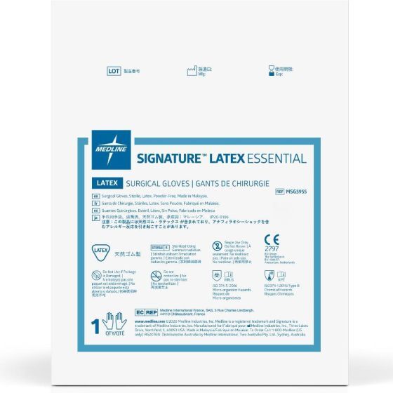 Medline Signature Latex Essential Sterile Surgical Gloves 8 (50) MSG5980