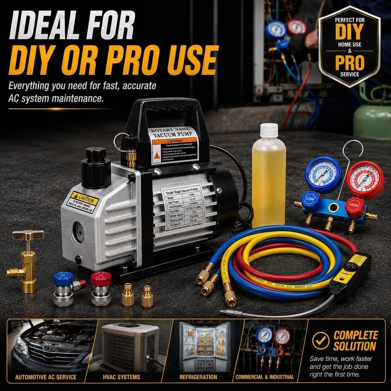 Complete 4 CFM Vacuum Pump Kit for HVAC Refrigeration – All-in-One Solution