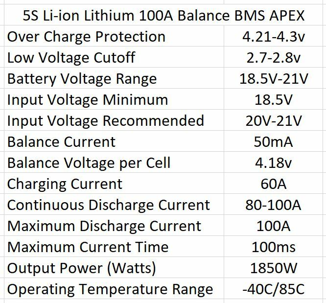 5S 60A 18.5v 21V Li-ion LiPo Lithium BMS Battery Balance 3.7v
