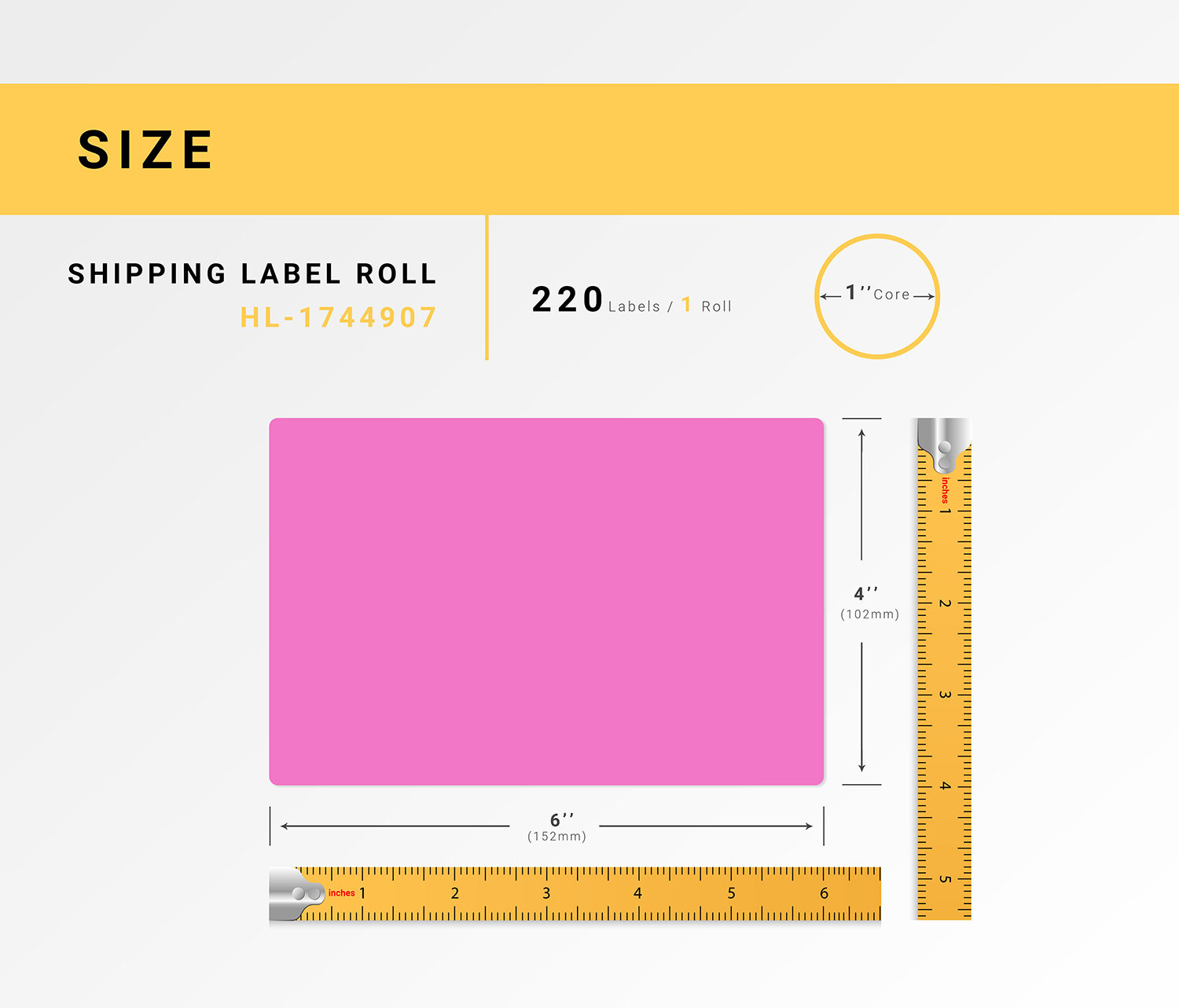 Compatible with DYMO LW 1744907 Pink 4″x6″ Direct Thermal Labels (14) Rolls/220