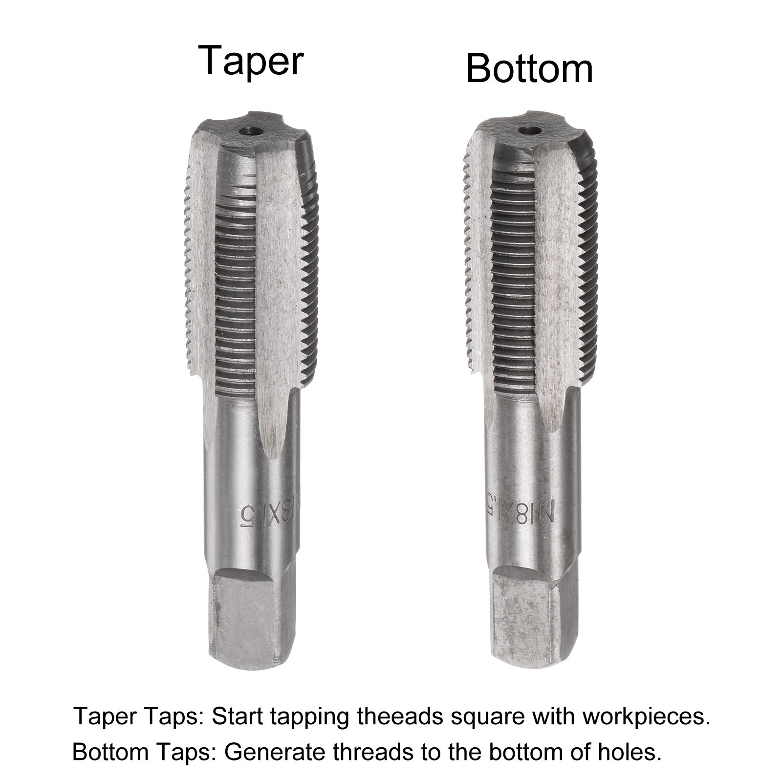 1 Pair M18 x 1.5 Hand Tap Set for Repair Alloy Threading Tapping Tools