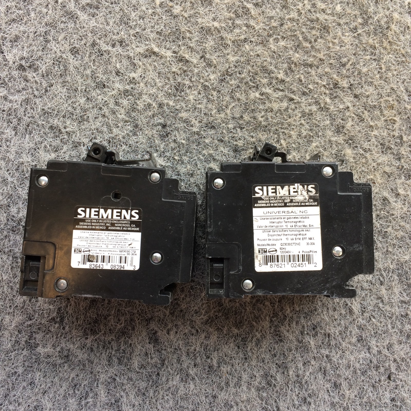Lot of 2 SIEMENS Q23030CT2NC Q23030CT2 QUAD CIRCUIT BREAKER 2P30A/2P30A NOS