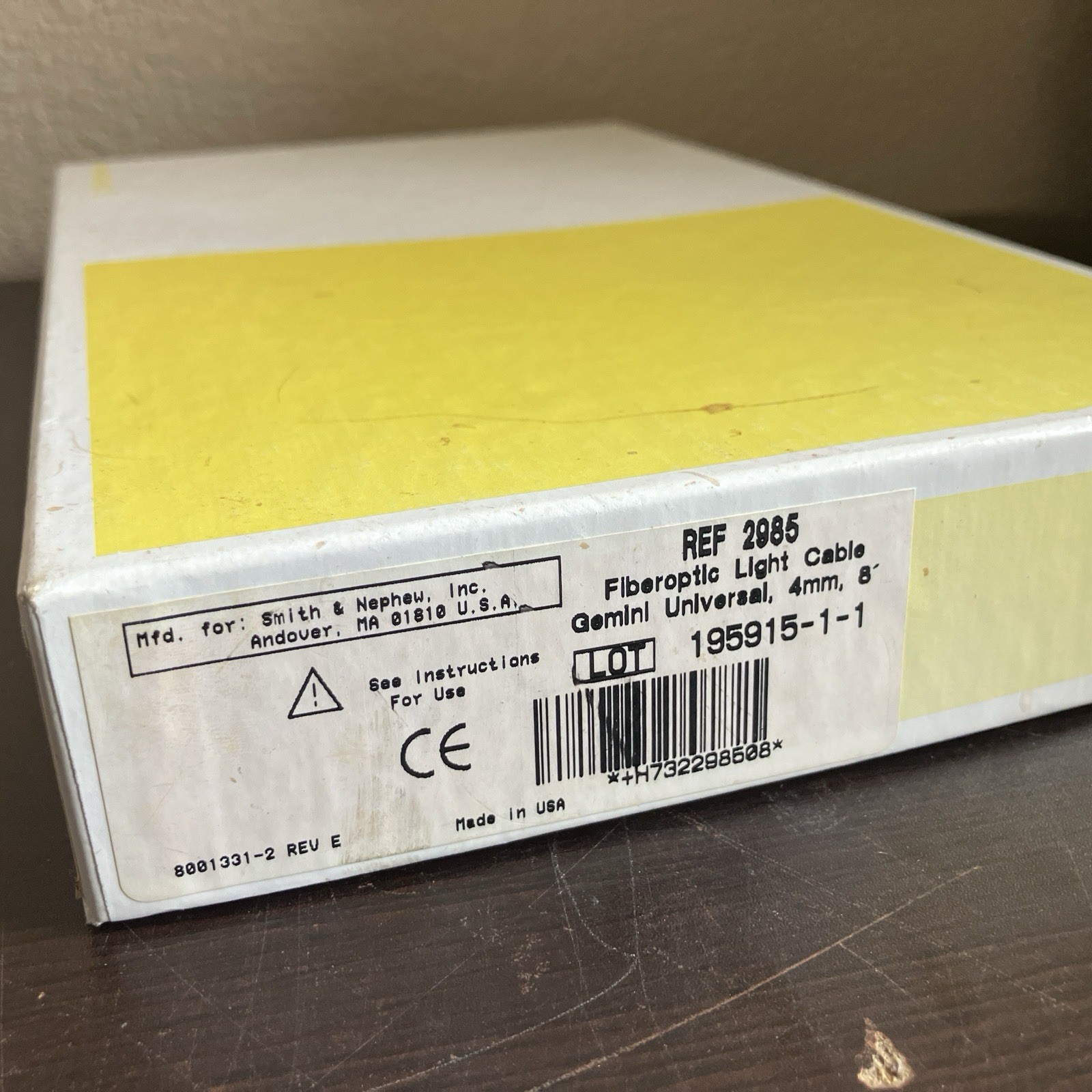 Dyonics Fiber Optic Cable Smith & Nephew 2985 Universal Cable 4.0mm x 8 feet