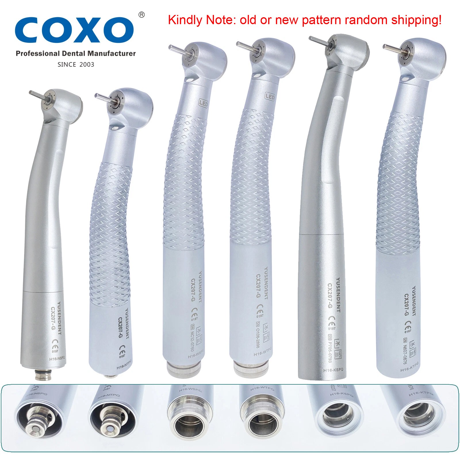 COXO YUSENDENT CX207-G Dental Fiber Optic LED High Speed Handpiece Air Turbine