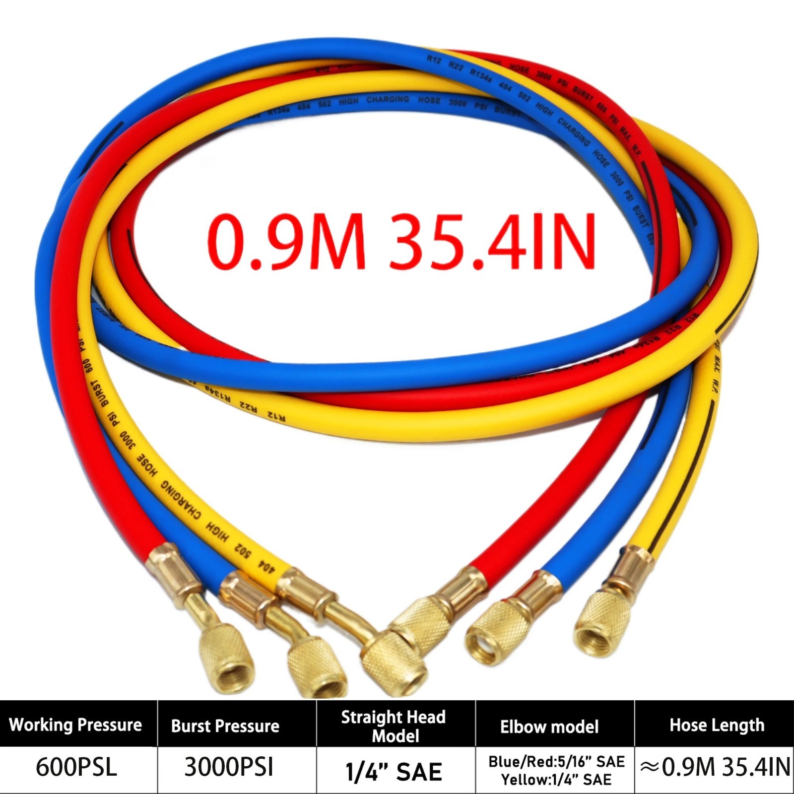 Yellow Jacket 29986 Plus II 1/4″ Hose Low Loss with Compact Ball Valve 72″