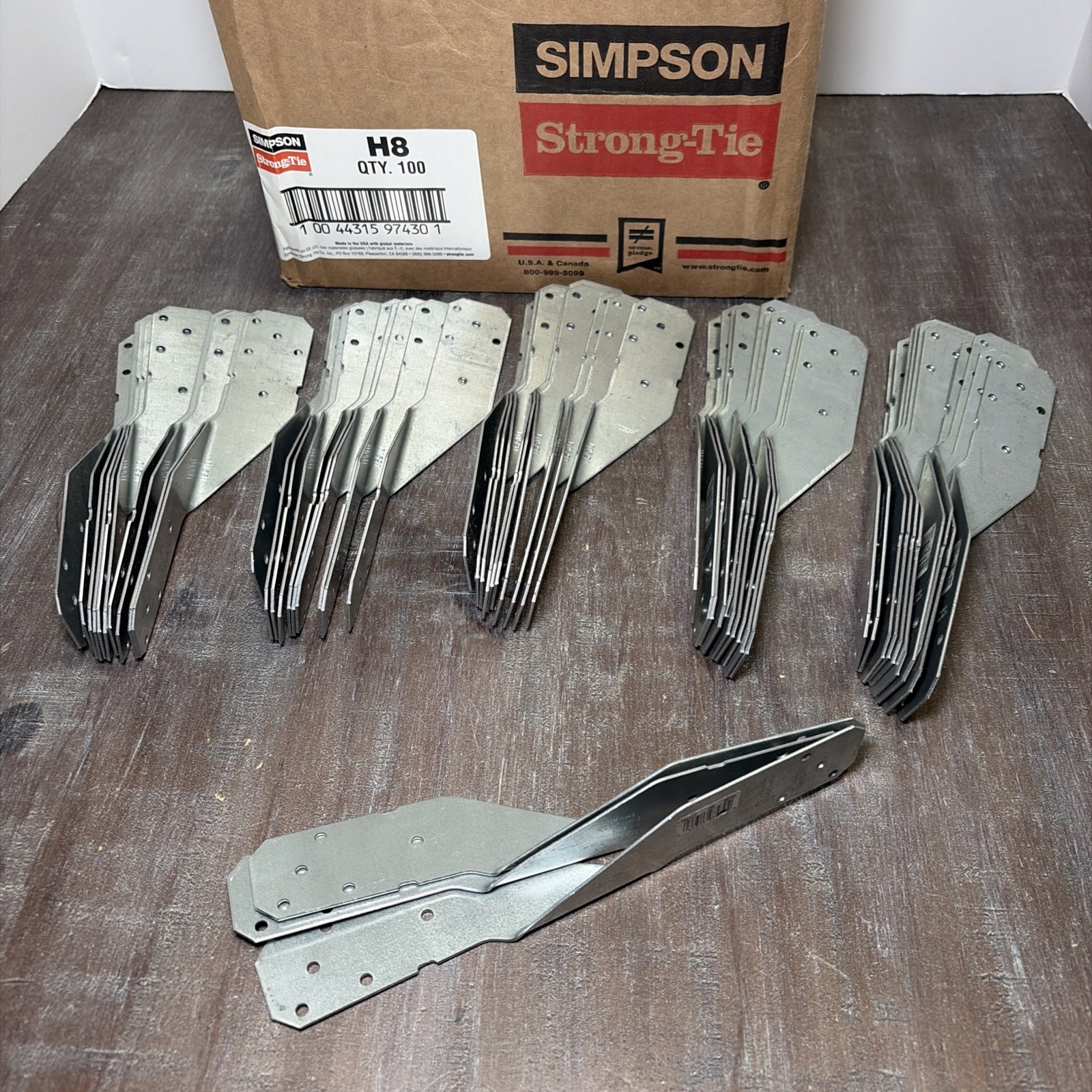 New Simpson Strong-Tie H8 18-Gauge ESR-2523 Galvanized Hurricane Tie Lot Of 53