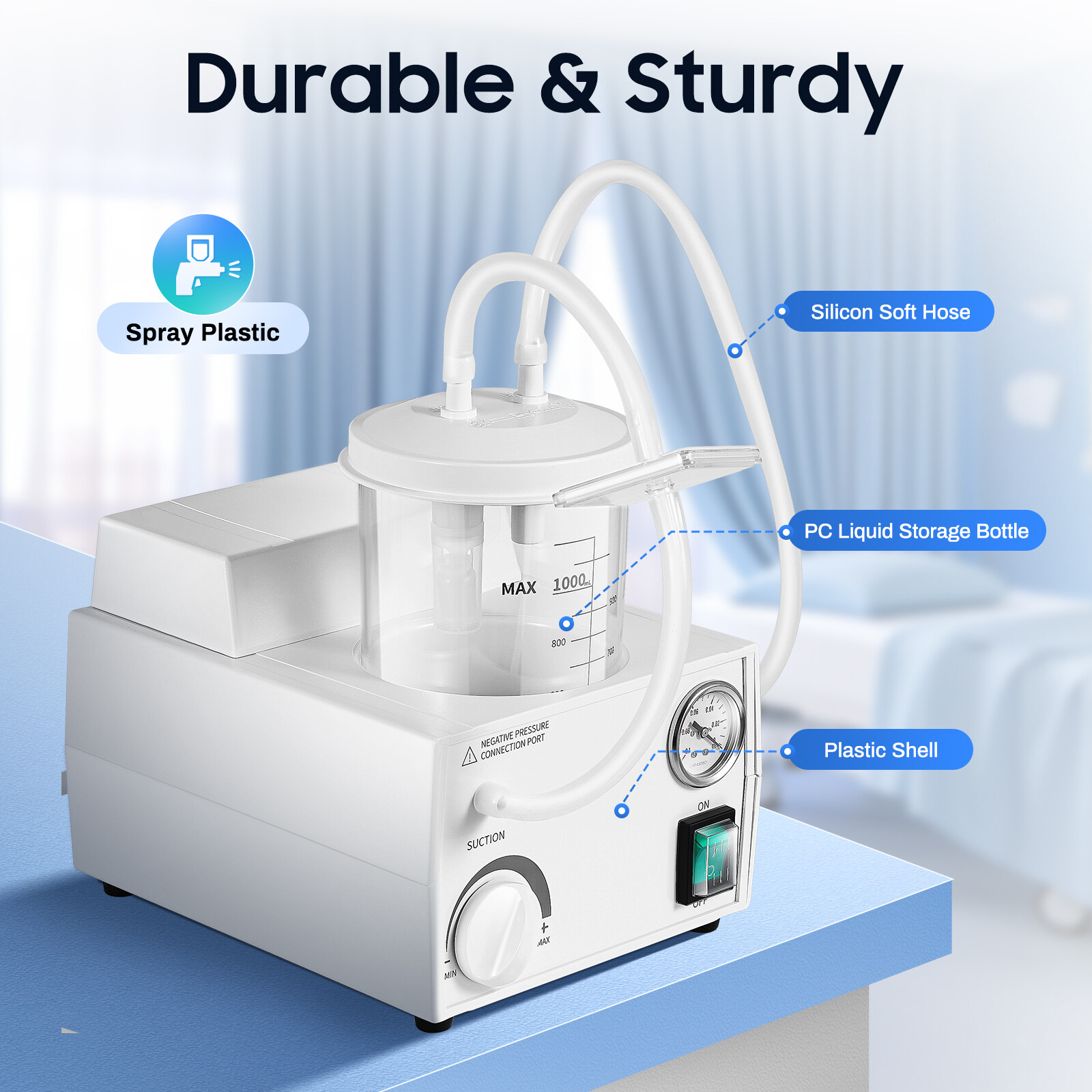 Portable Dental Phlegm Suction Unit Emergency Medical Vacuum Aspirator Machine