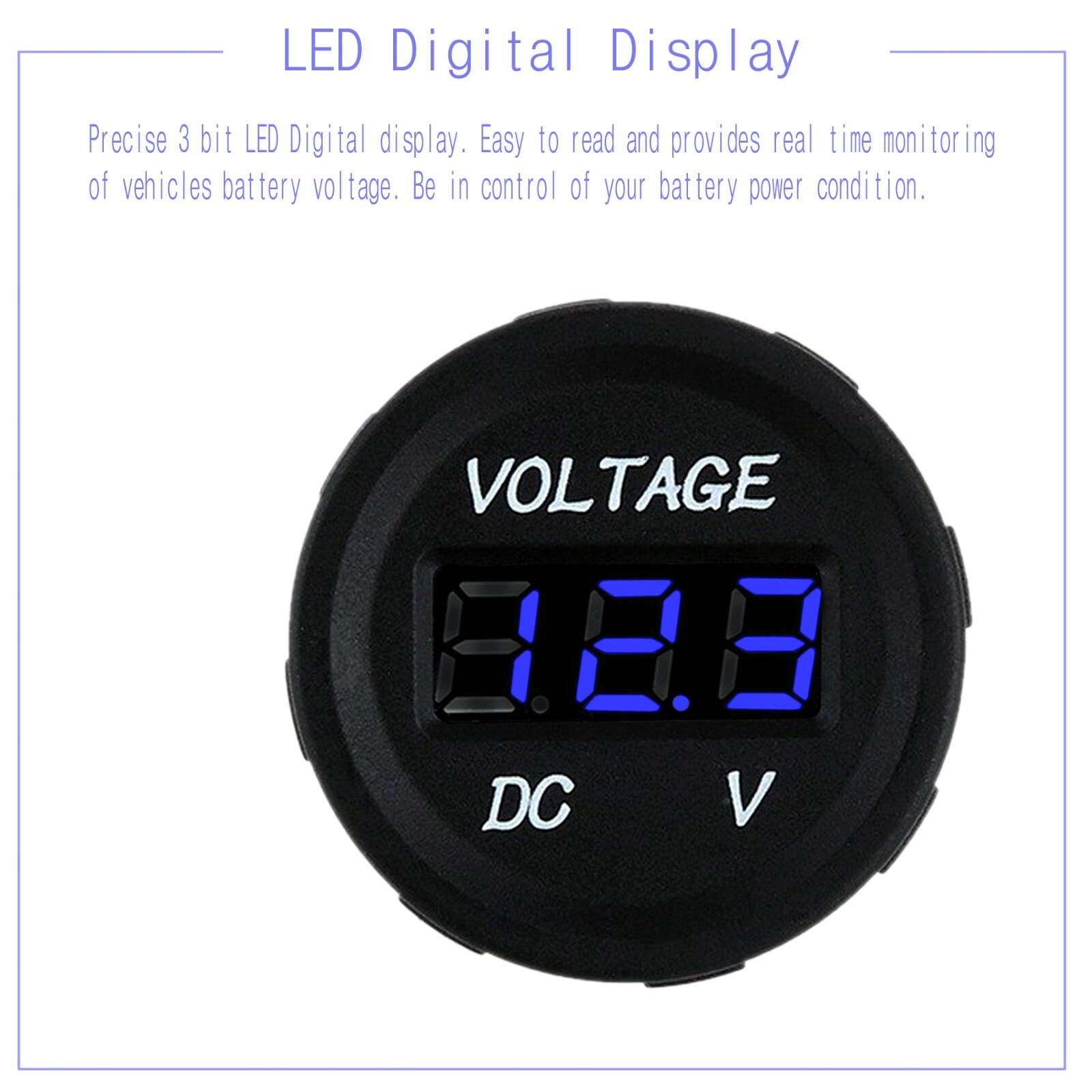 12V 3 Gang Waterproof Car Battery Meter Voltmeter LED Digital Display Voltage