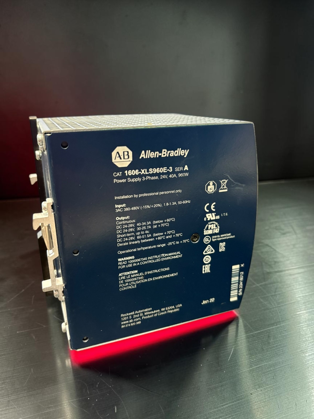 Allen Bradley Power supply, #1606-XLS, #1606-XLS960E-3, NOS, Used