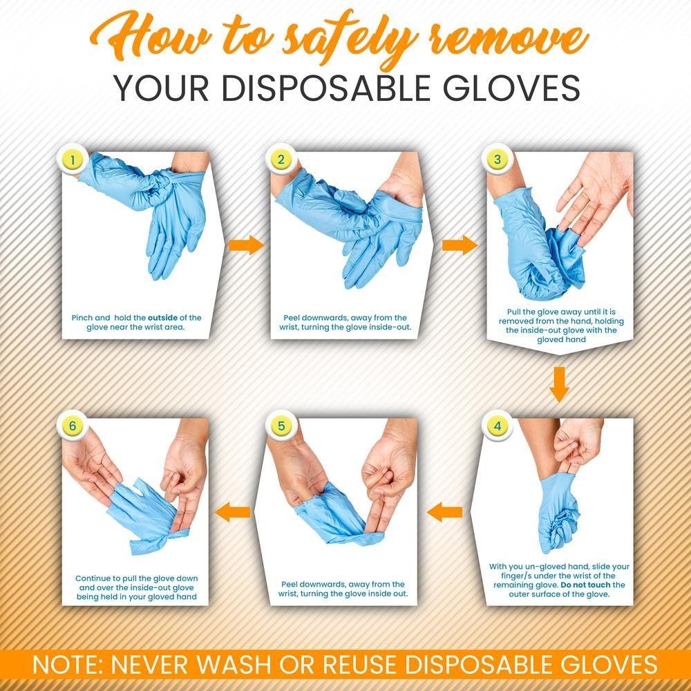 SereneLife 100 Pcs Soft Industrial Nitrile Gloves Powder-Free/