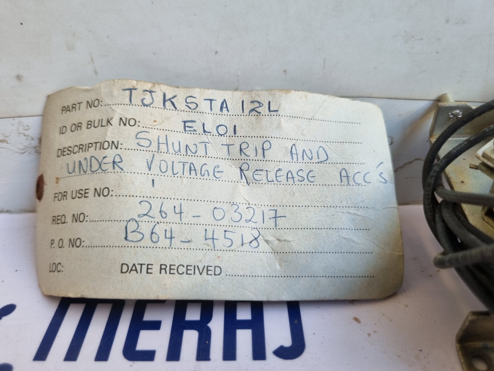 GE TJKSTA12L Shunt Trip And Under Voltage Release 120-240 VAC 48-125VDC