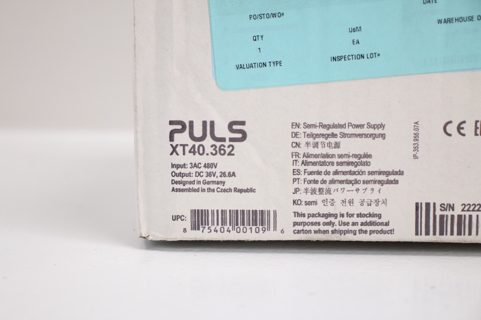 PULS Power Supply Model XT40.362