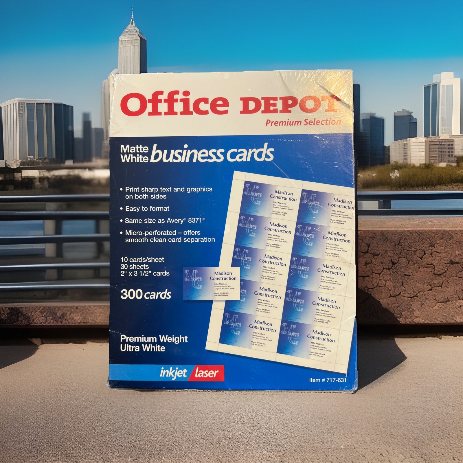 Office Depot Premium Matte White Buisnes Cards 2″x 3 1/2″ 300 Cards ** Sealed**