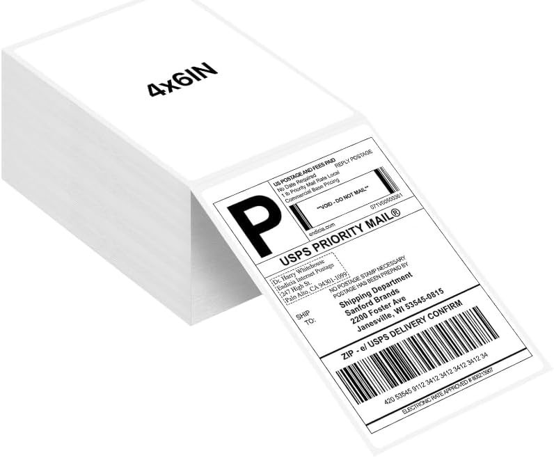 10 Fanfold 4 x 6 Direct Thermal Labels White Perforated Shipping Labels