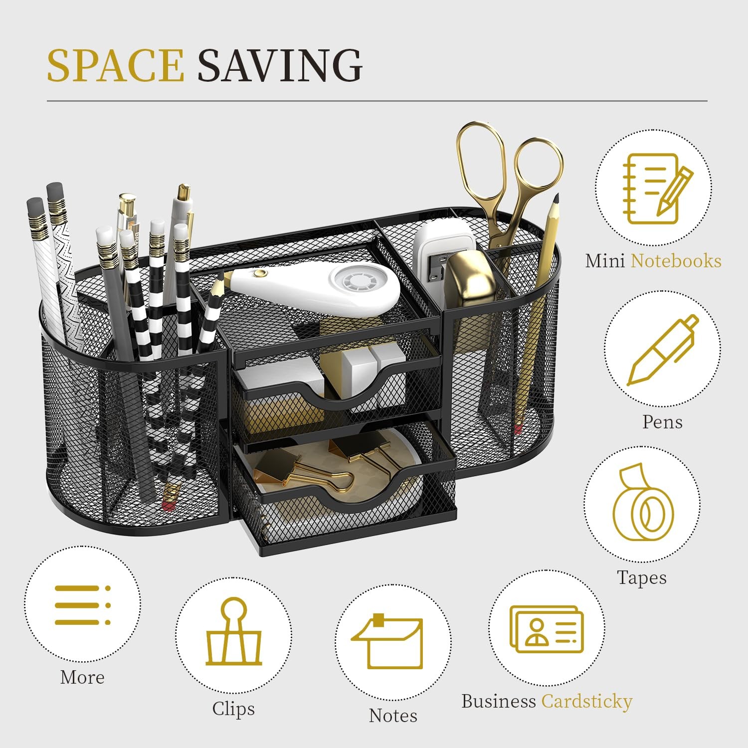 SUPEASY Mesh Desk Organizer, Organizers and Accessories, Obsidian Black