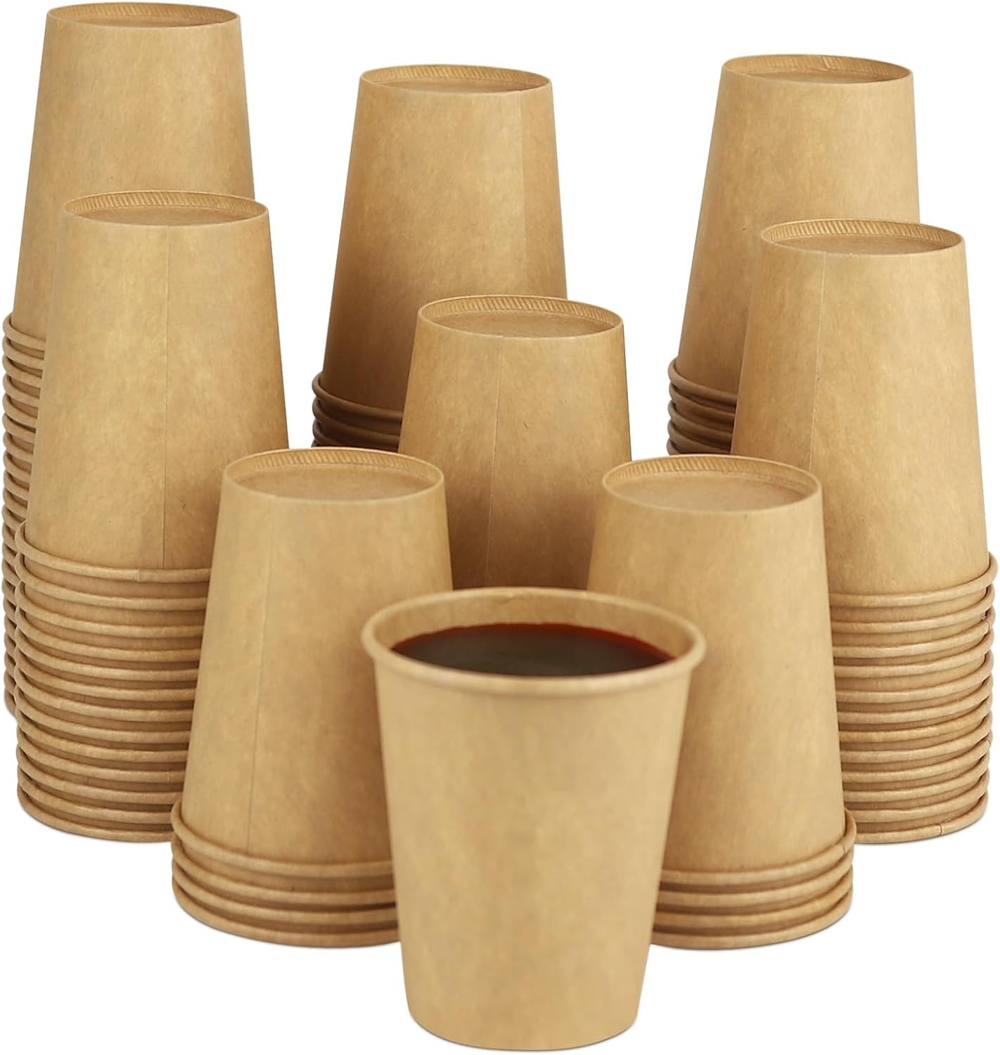 Paper Cups 100 Pack 8 Oz Kraft Paper Cups Paper Coffee Cups 8 Oz Hot Cups