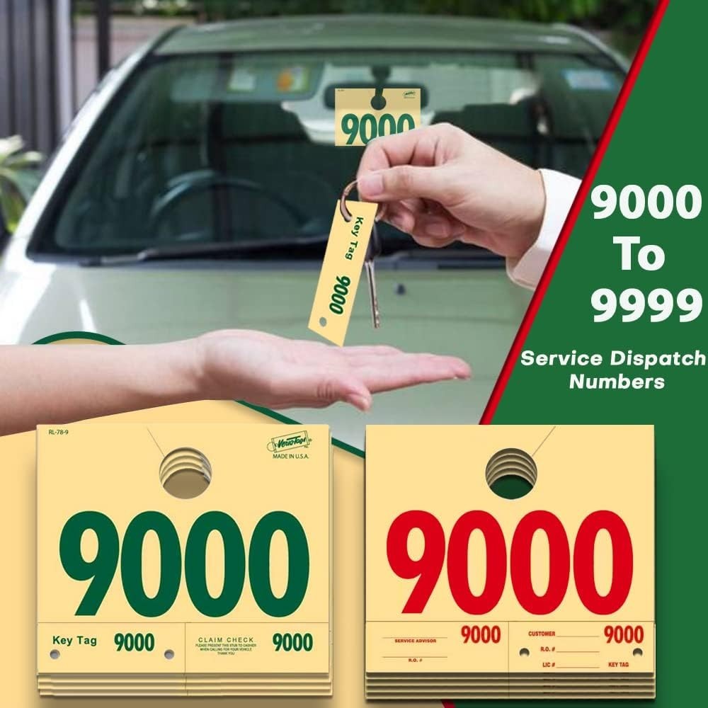 Sequentially Numbered 9000-9999 Hang Tags – 1000 Count Durable Vehicle ID System