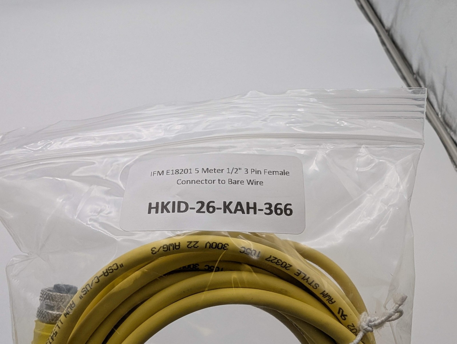 IFM E18201 5 Meter 1/2″ 3 Pin Female Connector to Bare Wire