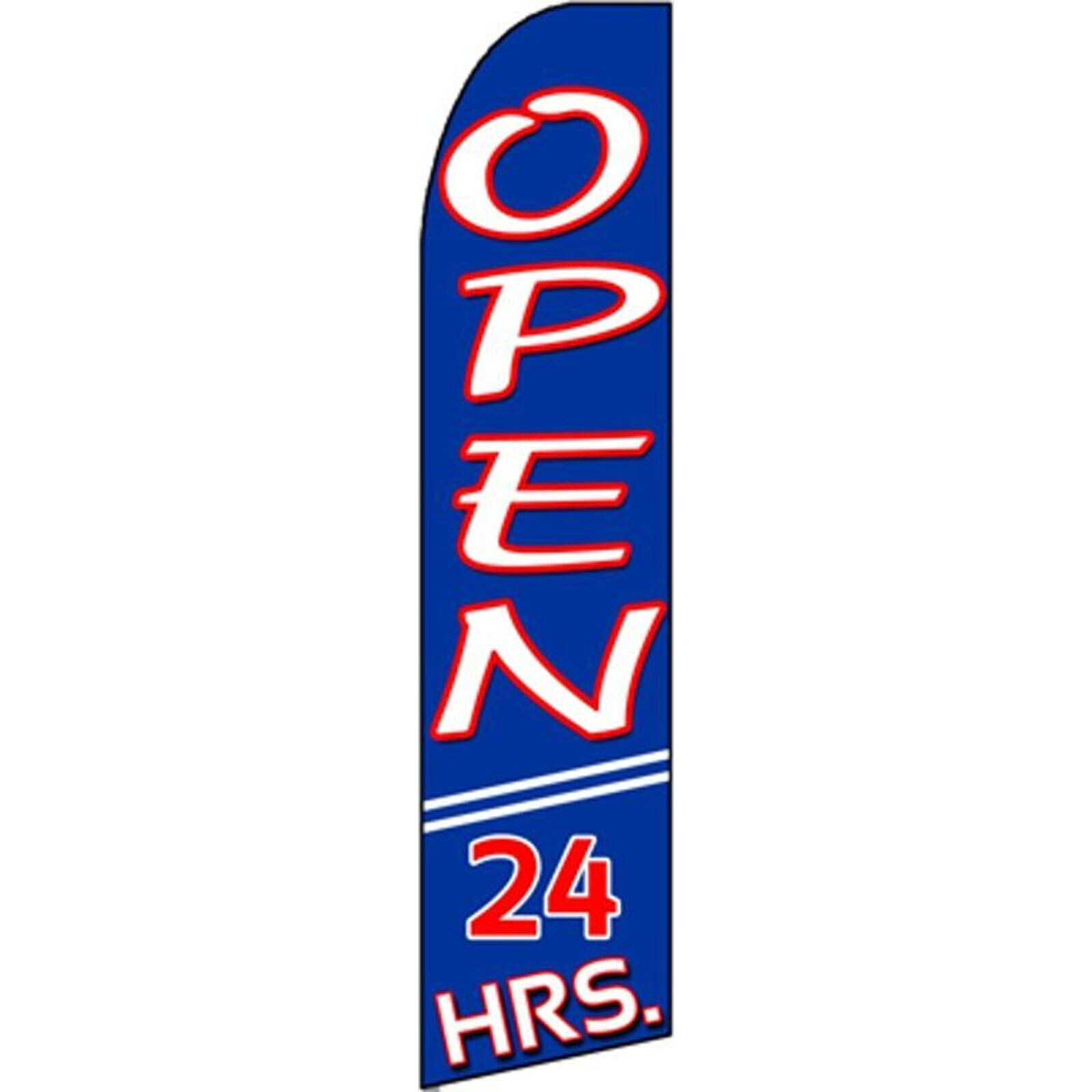 Open 24 Hours 2 1/2 ft X 11 1/2 ft Windless Flag