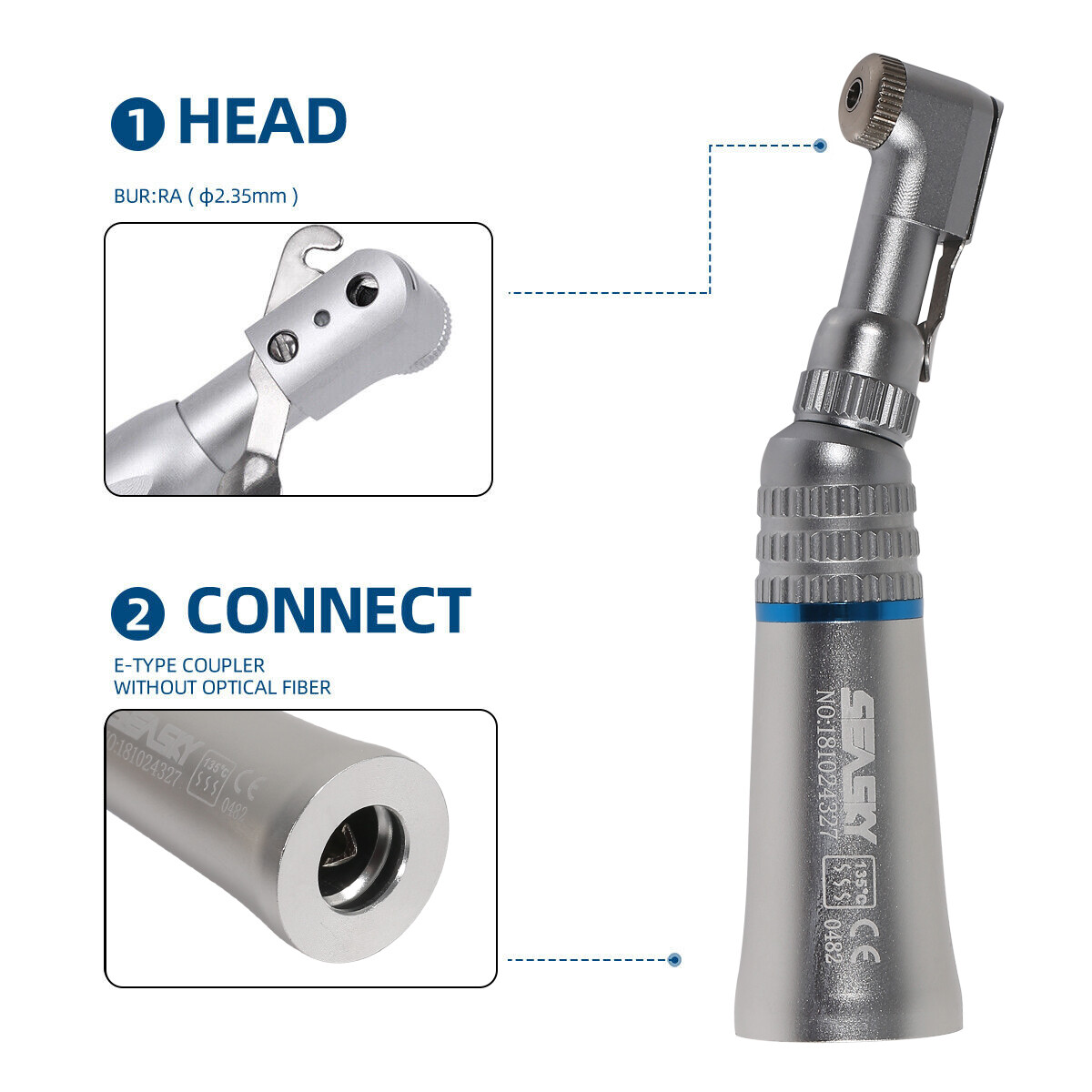 USA SEASKY Dental Low Slow Speed Handpiece Contra Angle Latch E-Type NSK