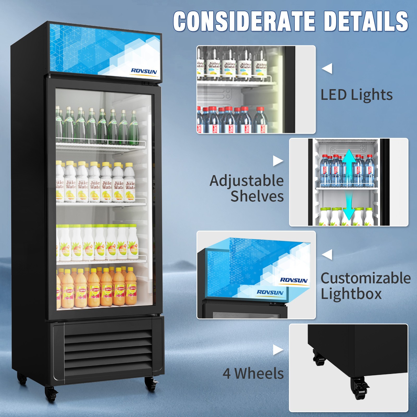 10 Cu.Ft. Commercial One Glass Door Display Upright Beverage Refrigerator Cooler