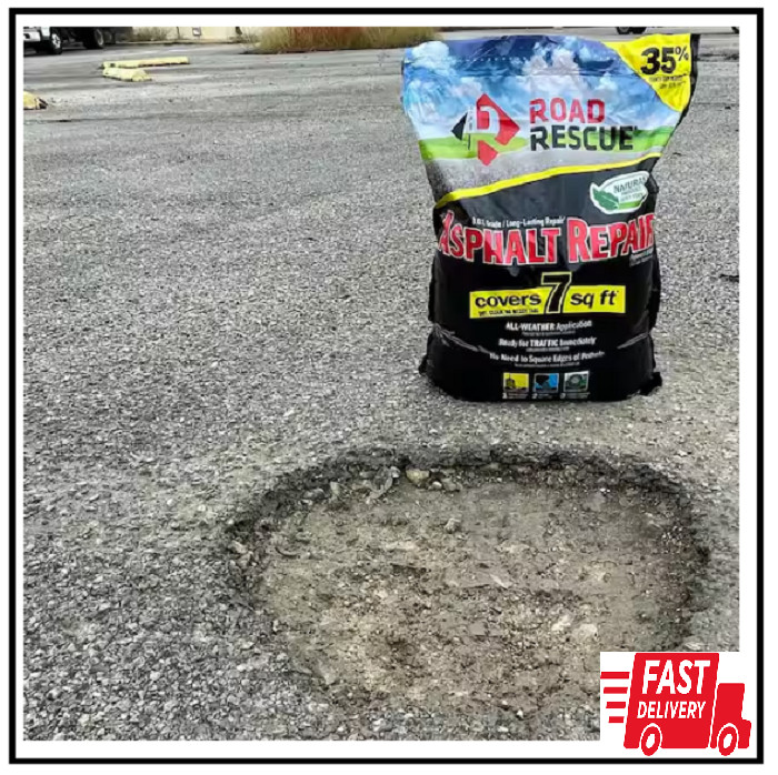 50 Lbs. Asphalt Repair Road Rescue Natural Limestone Rock Blacktop Patch Black