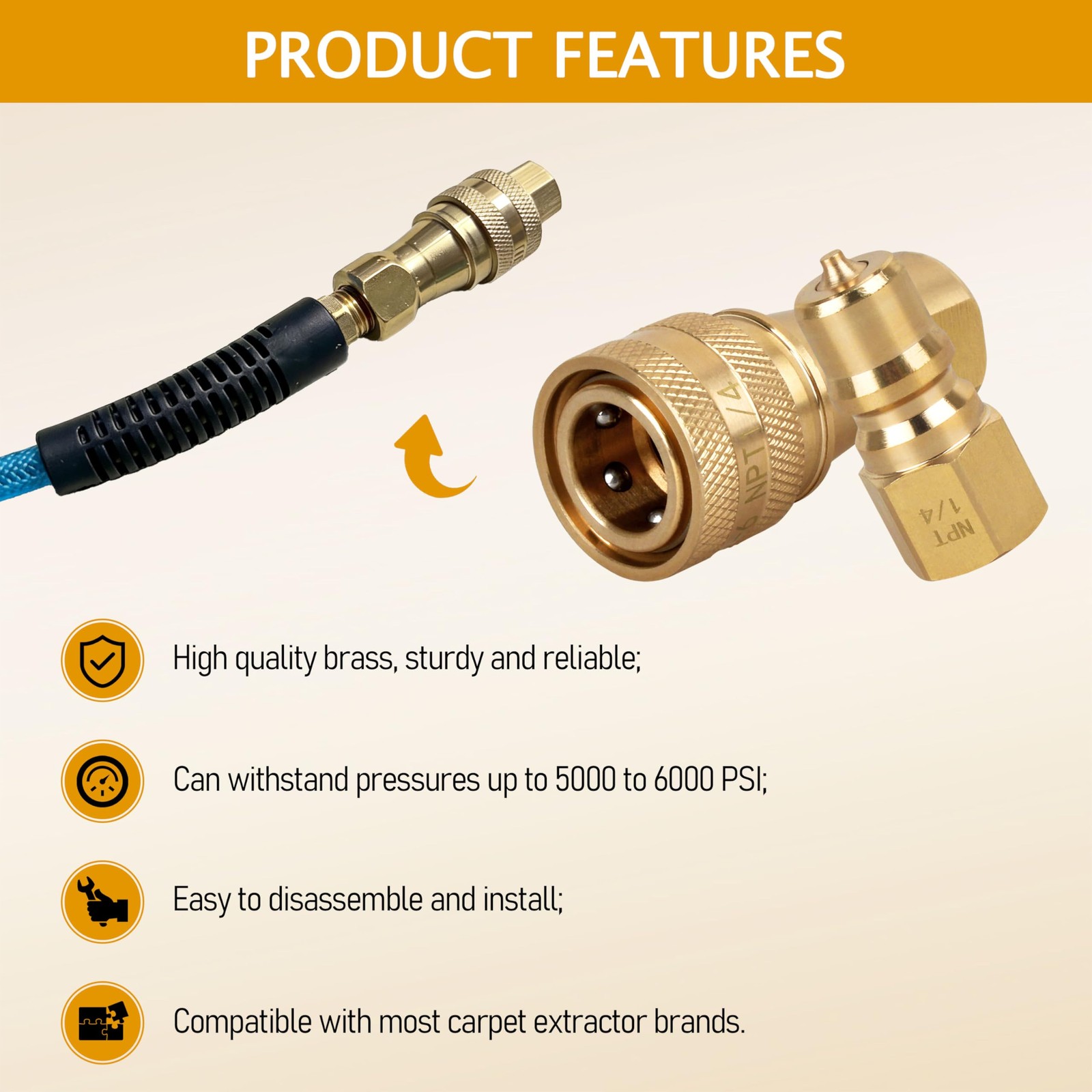 1/4″ Brass Quick Disconnect Coupler Valve for Mytee Carpet Extractor﻿﻿