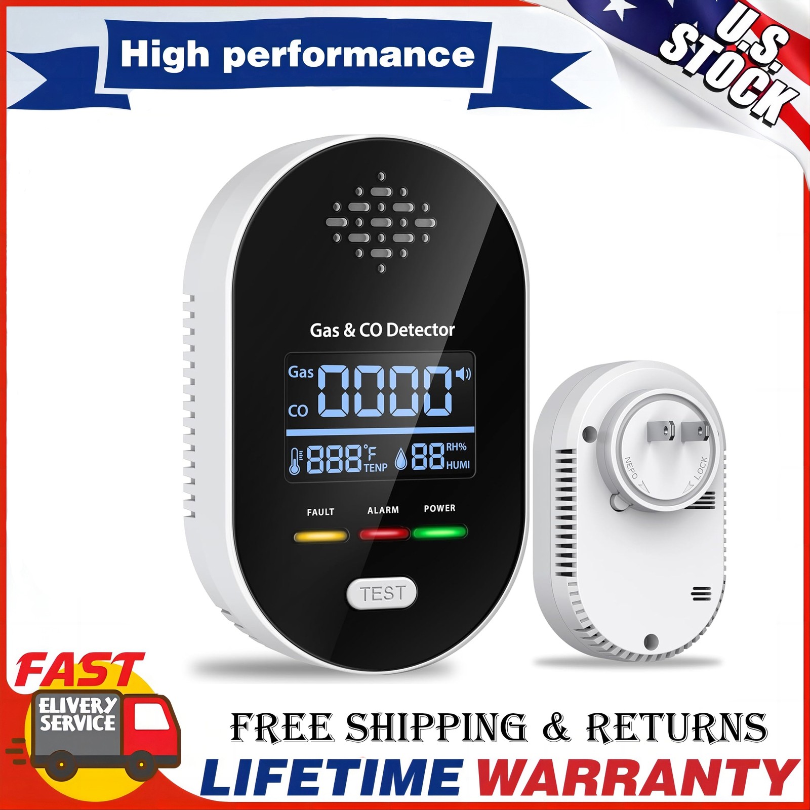 4 in 1 Carbon Monoxide Gas Detector Plug Combination Natural Gas Leak Carbon