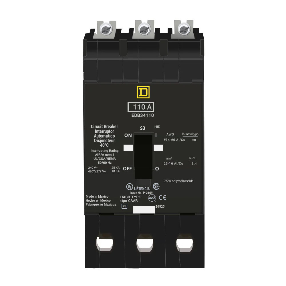 NIB – Square D – EDB34110 – Mini Circuit Breaker, 110A, 3 Pole, 480Y/277Vac