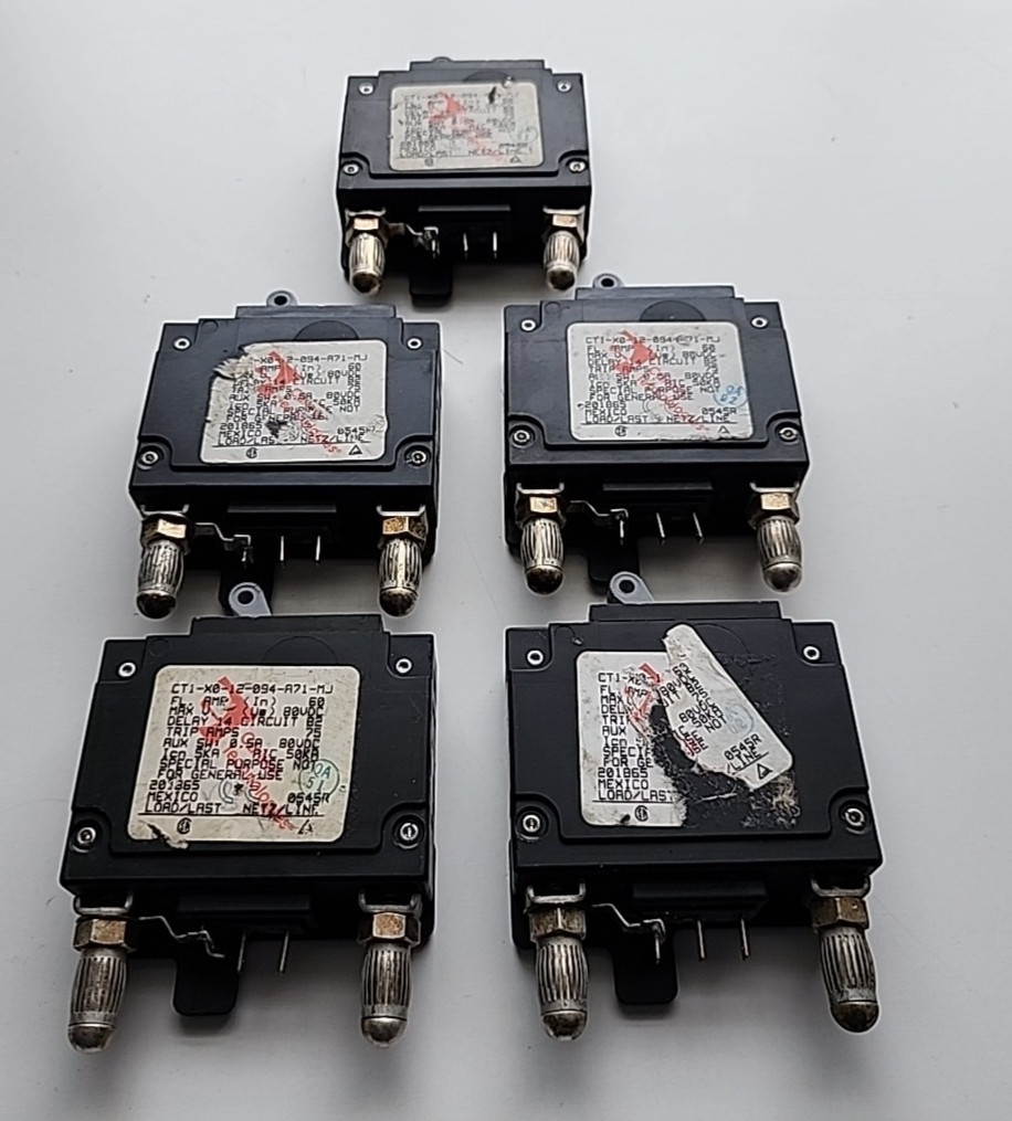 5x CARLING CTI-X0-12-094-A71-MJ 60A 80V BULLET STYLE CIRCUIT BREAKER [2WS2-6]