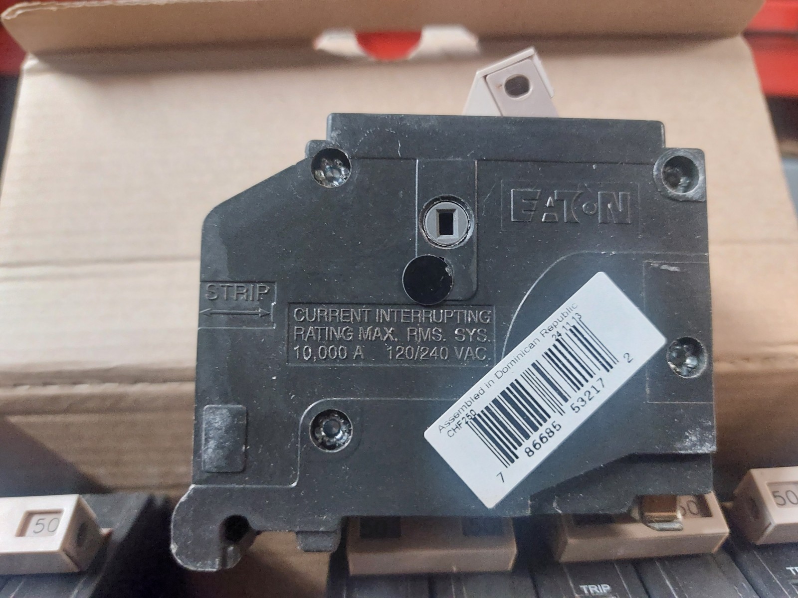5- EATON CHF250 CH250 50-AMP CIRCUIT 2-POLE BREAKER CUTLER HAMMER WITH TRIP FLAG
