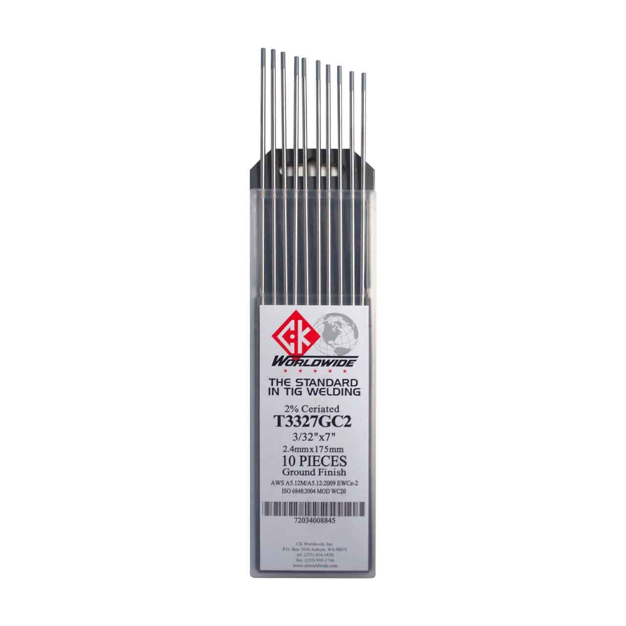 CK T3327GC2 2% Ceriated Tungsten Electrode 3/32″ X 7″ 10 pack