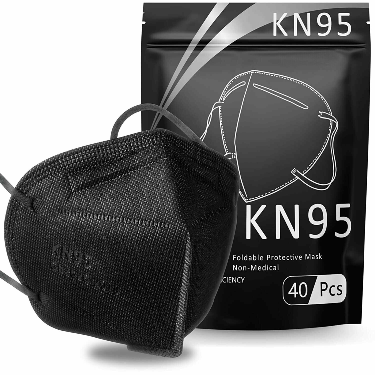 50/100 Pcs Black KN95 Protective 5 Layer Face Mask BFE 97% Disposable Respirator