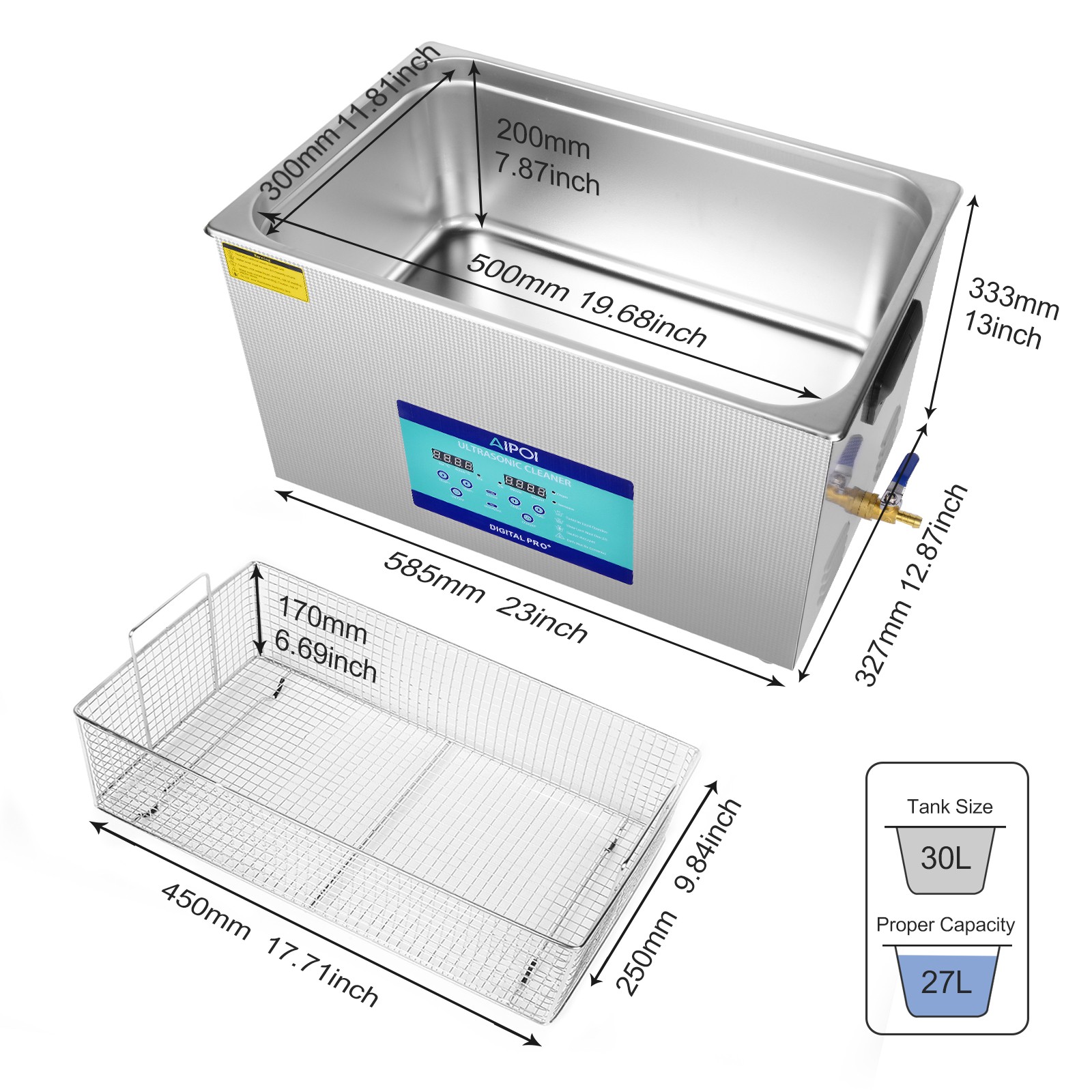 30L Ultrasonic Cleaner with Timer Heating Machine Digital Sonic Cleaner Degas