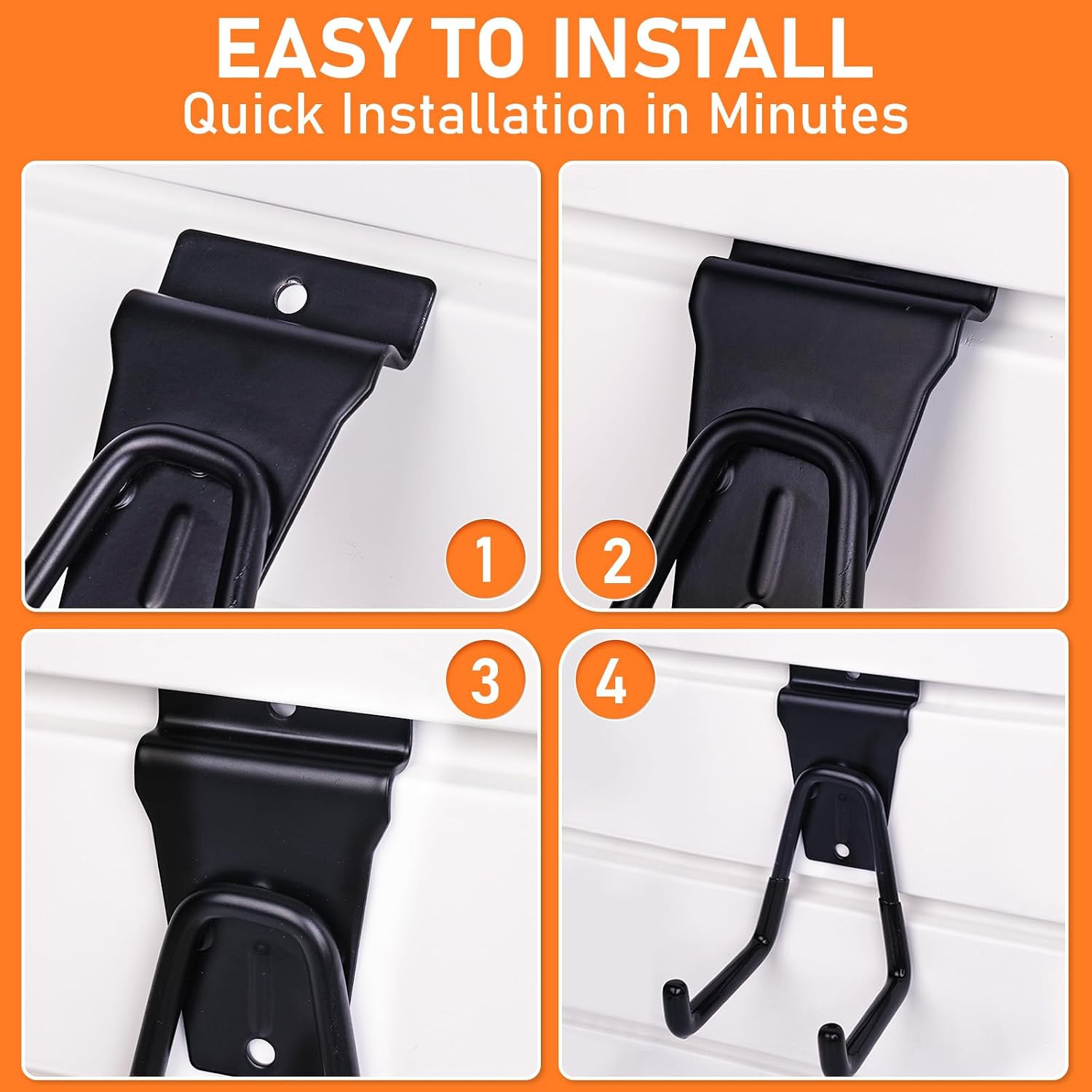 24 Pack Heavy Duty Slatwall Hooks, Black Garage Slatwall Panel Accessories Utili