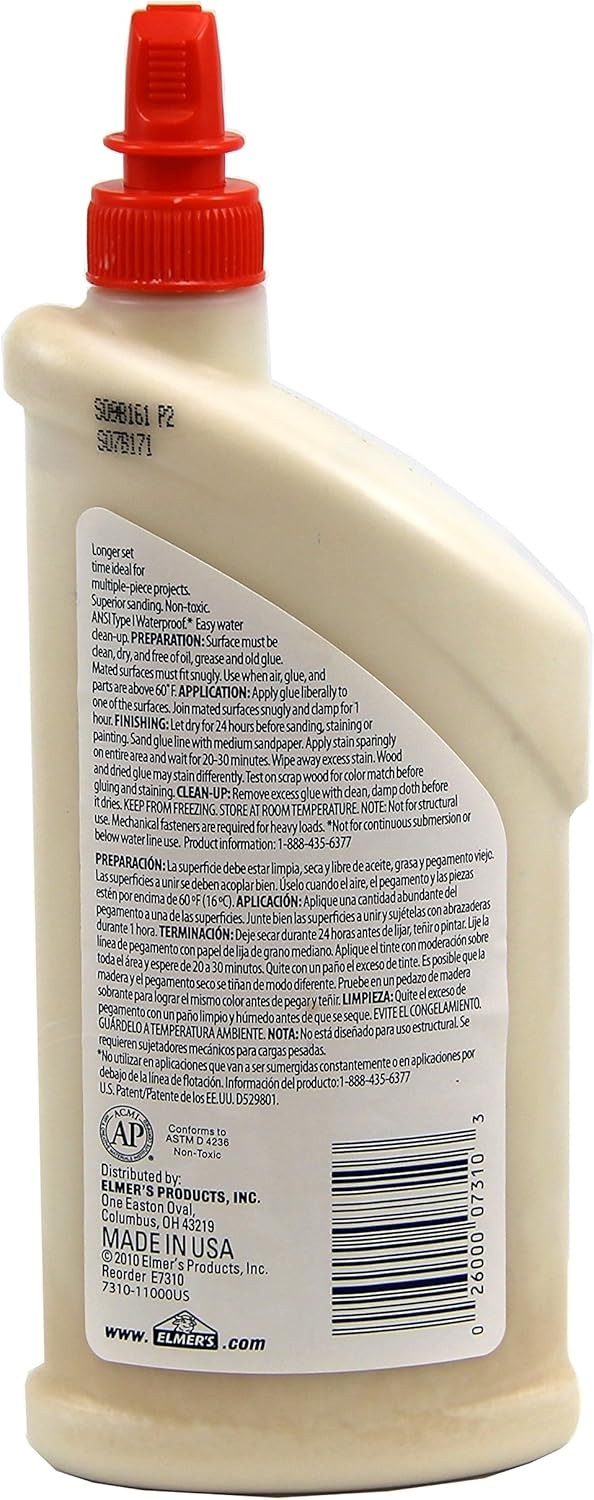 Elmer’s E7310 Carpenter’s Wood Glue Max Interior and Exterior 16 Ounces 16 Fl Oz