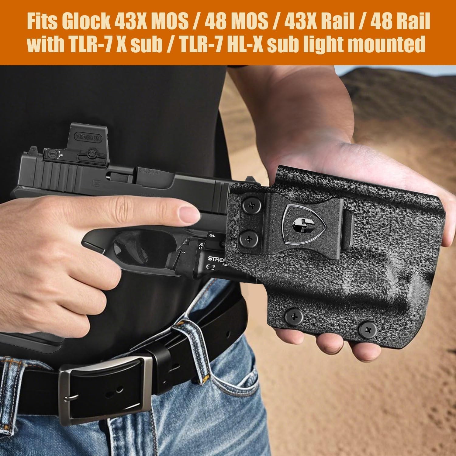WARRIORLAND IWB/OWB Kydex Holster for Glock 43X MOS / 48 MOS / 43X Rail / 48 …