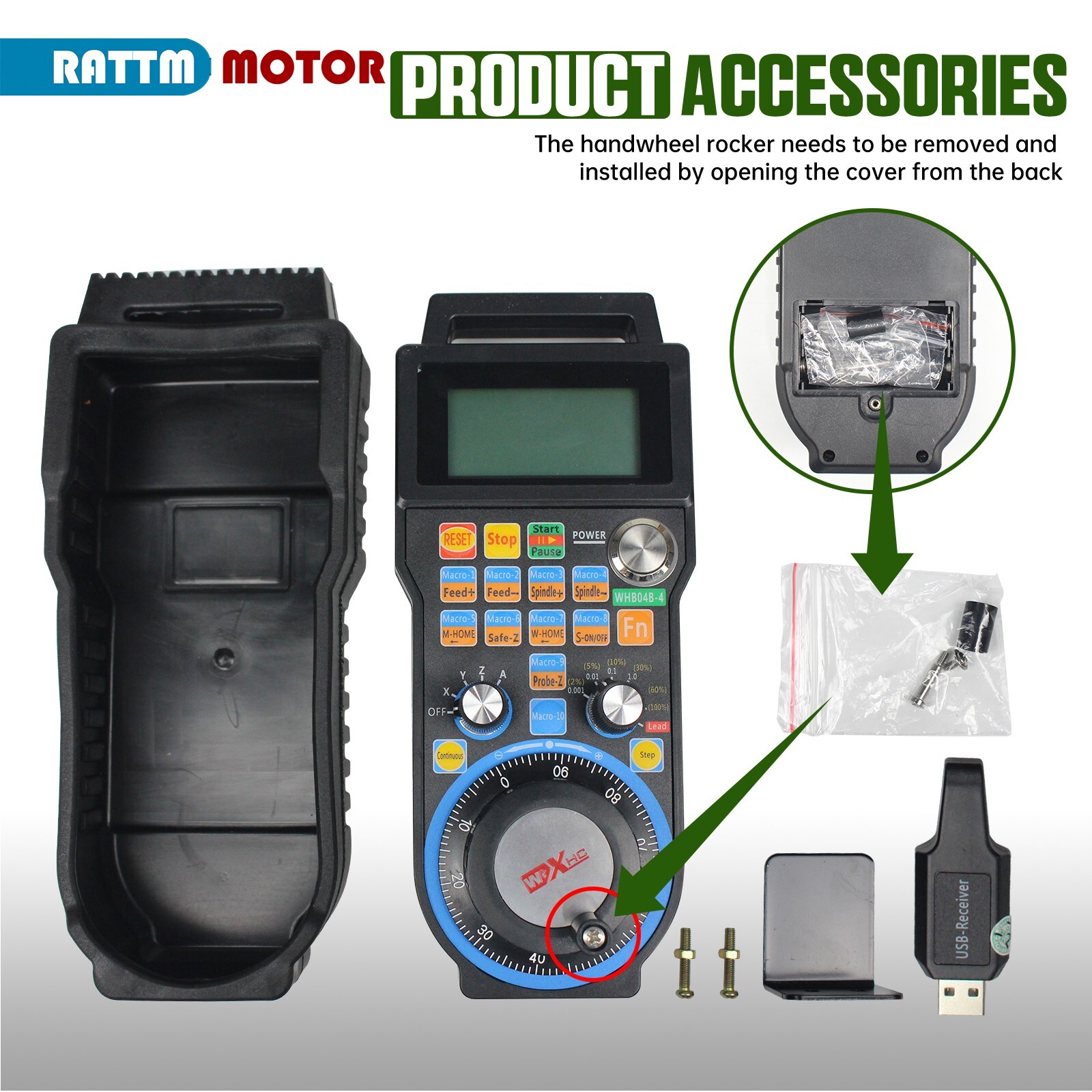 【US】4 Axis Electronic Wireless Handwheel Manual Control CNC Mach3 USB Handle MPG