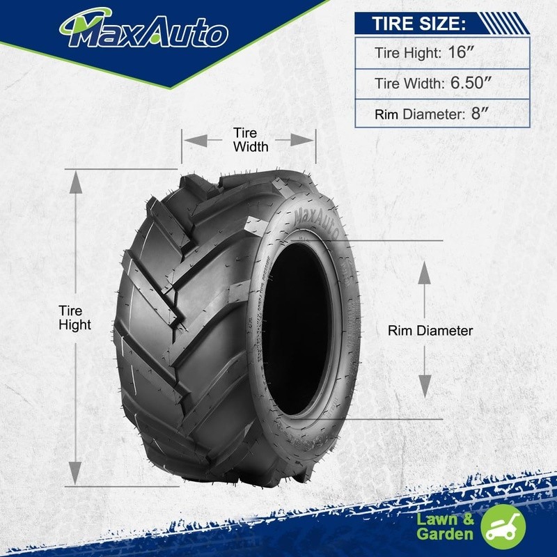 Heavy Duty Super Lug Garden Tractor Tires Tubeless Set of 2 ATVs & Mowers New
