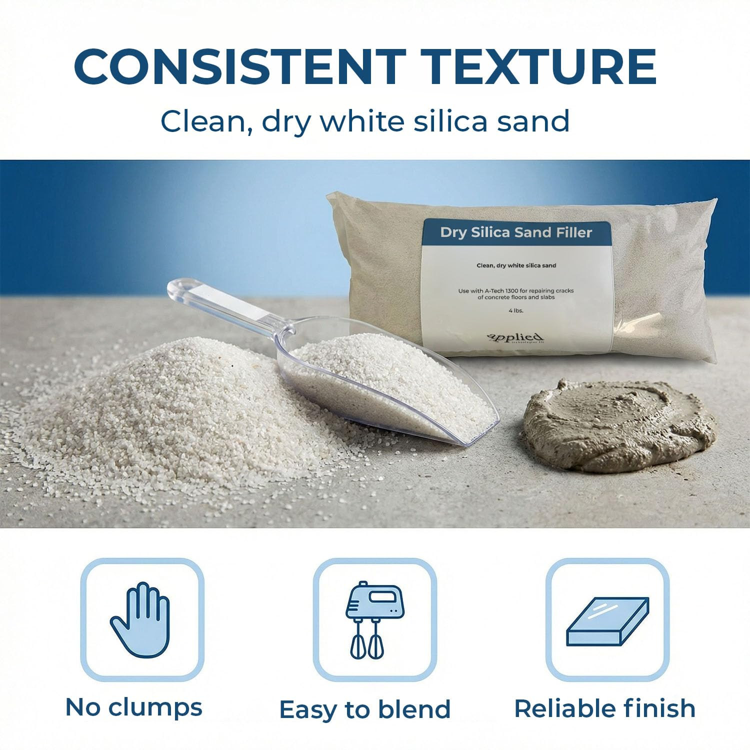 Dry Silica Sand Filler 4 Lb Bag, Dry Ground Silica Sand to Mix with A-Tech 1300