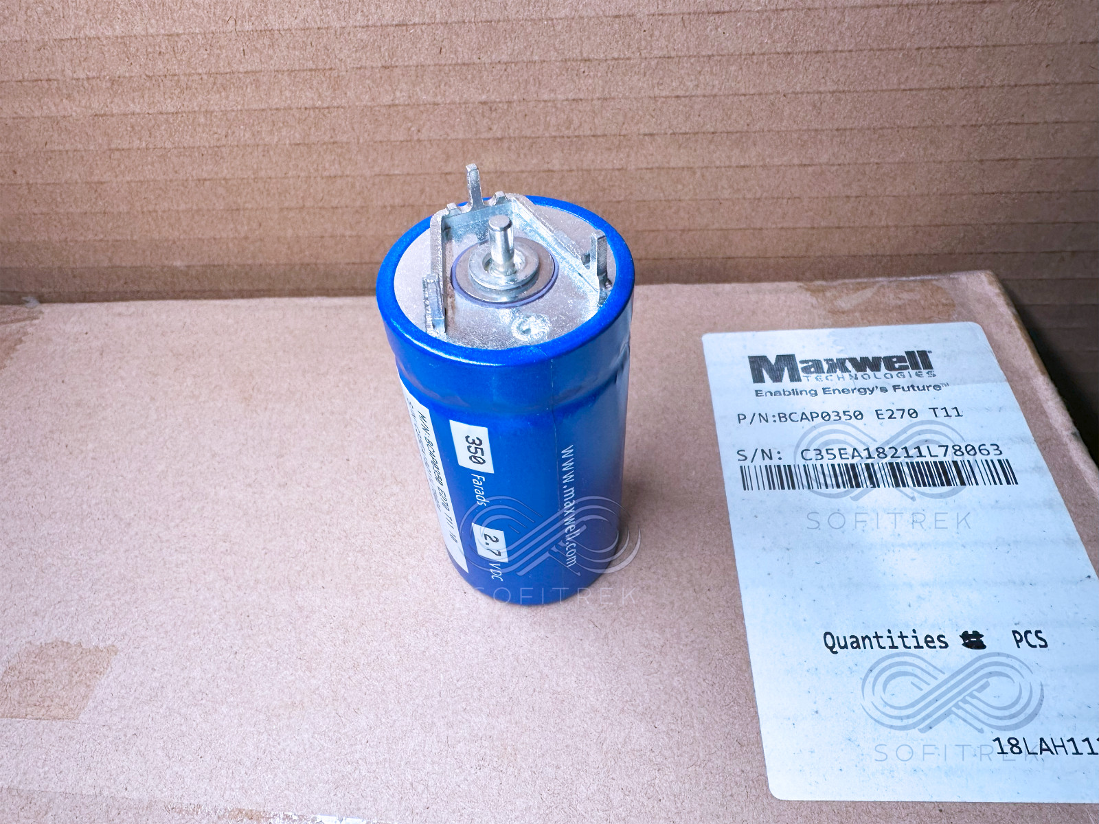 1X BCAP0350 E270 T11 MAXWELL 350F 2.7VDC Capacitor