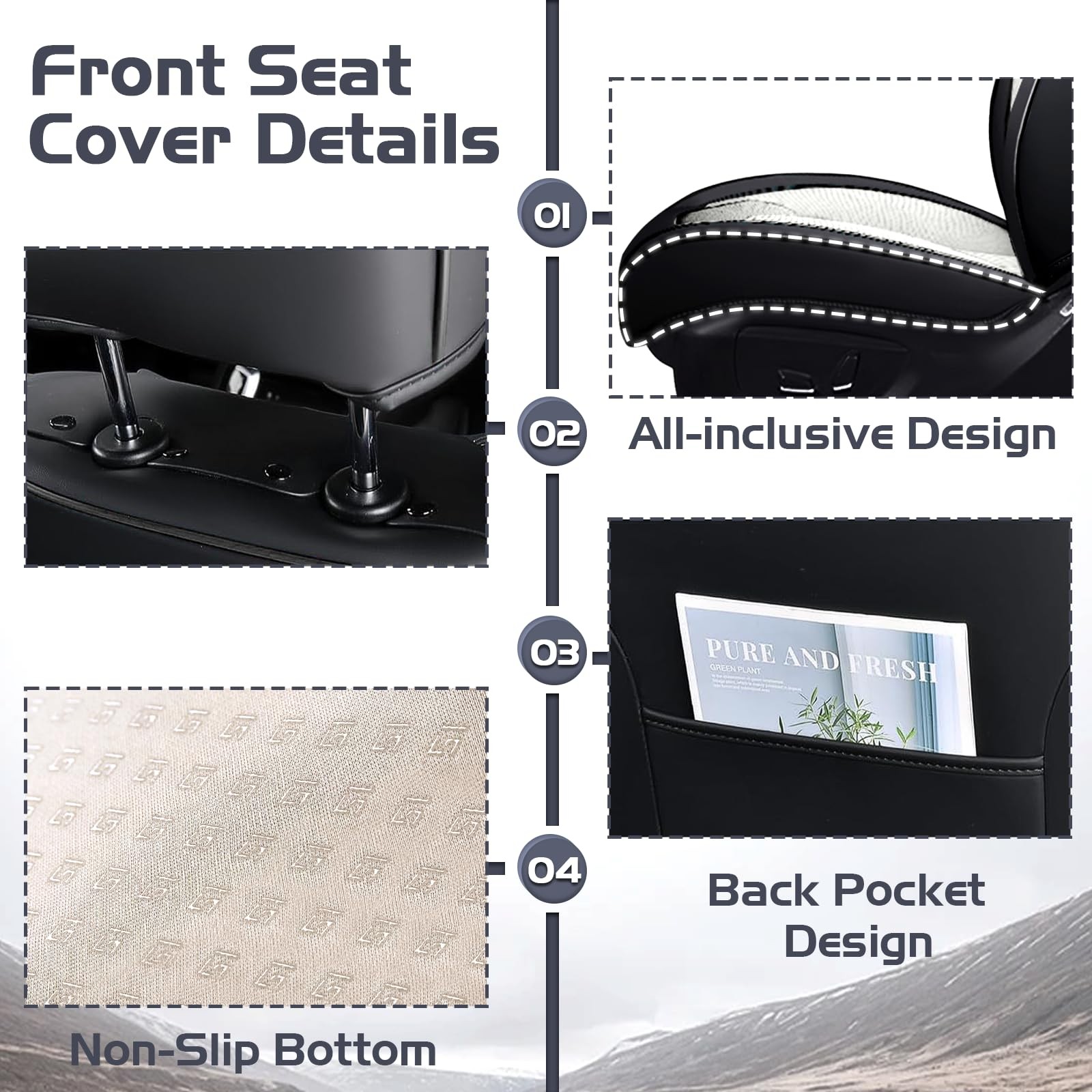 Car Seat Covers for Chrysler 300 2005 2023 Full Set Nappa Leather Black White