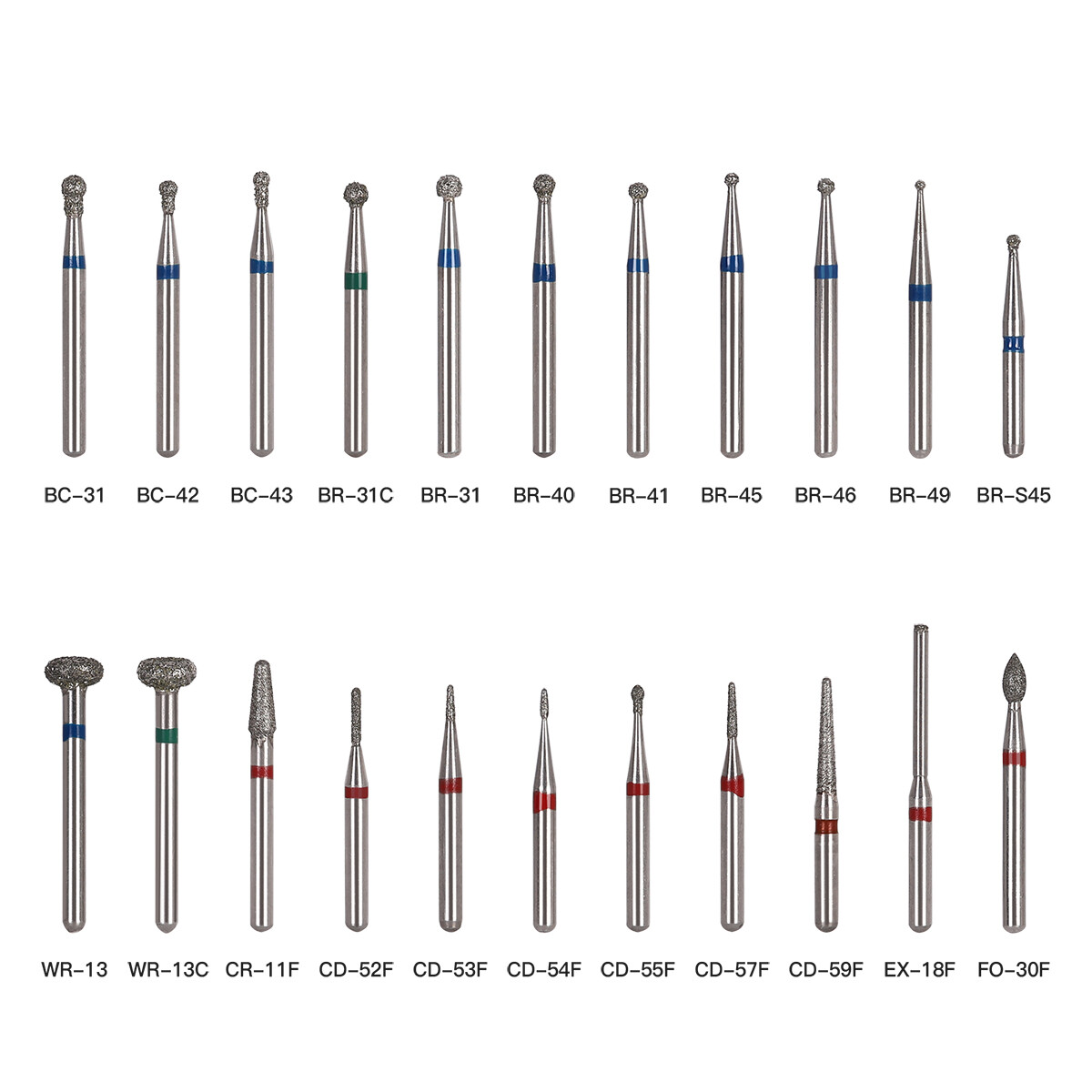25pcs AZDENT Dental FG Diamond Burs For High Speed Handpiece Friction Grip
