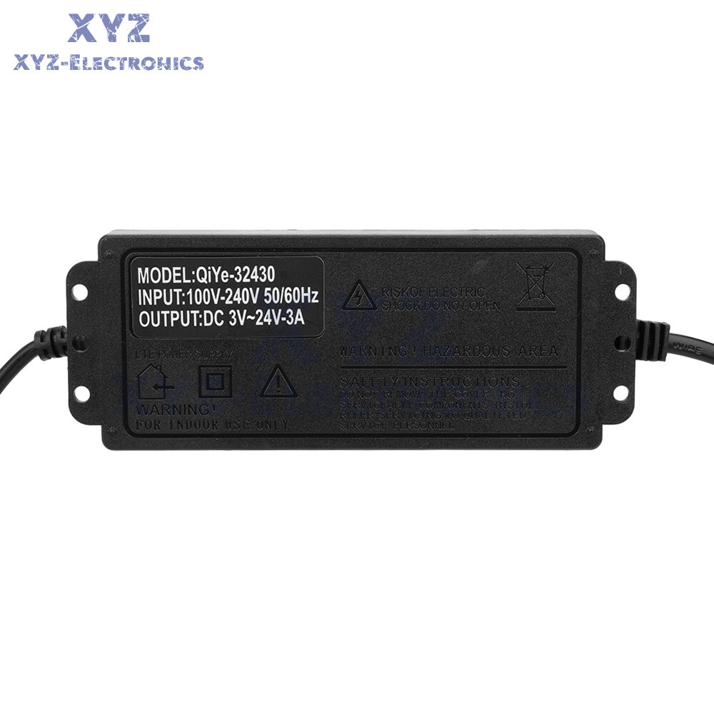AC100-240V to DC3-24V 3A 5A Adjustable Voltage Power Adapter Switch Power Supply