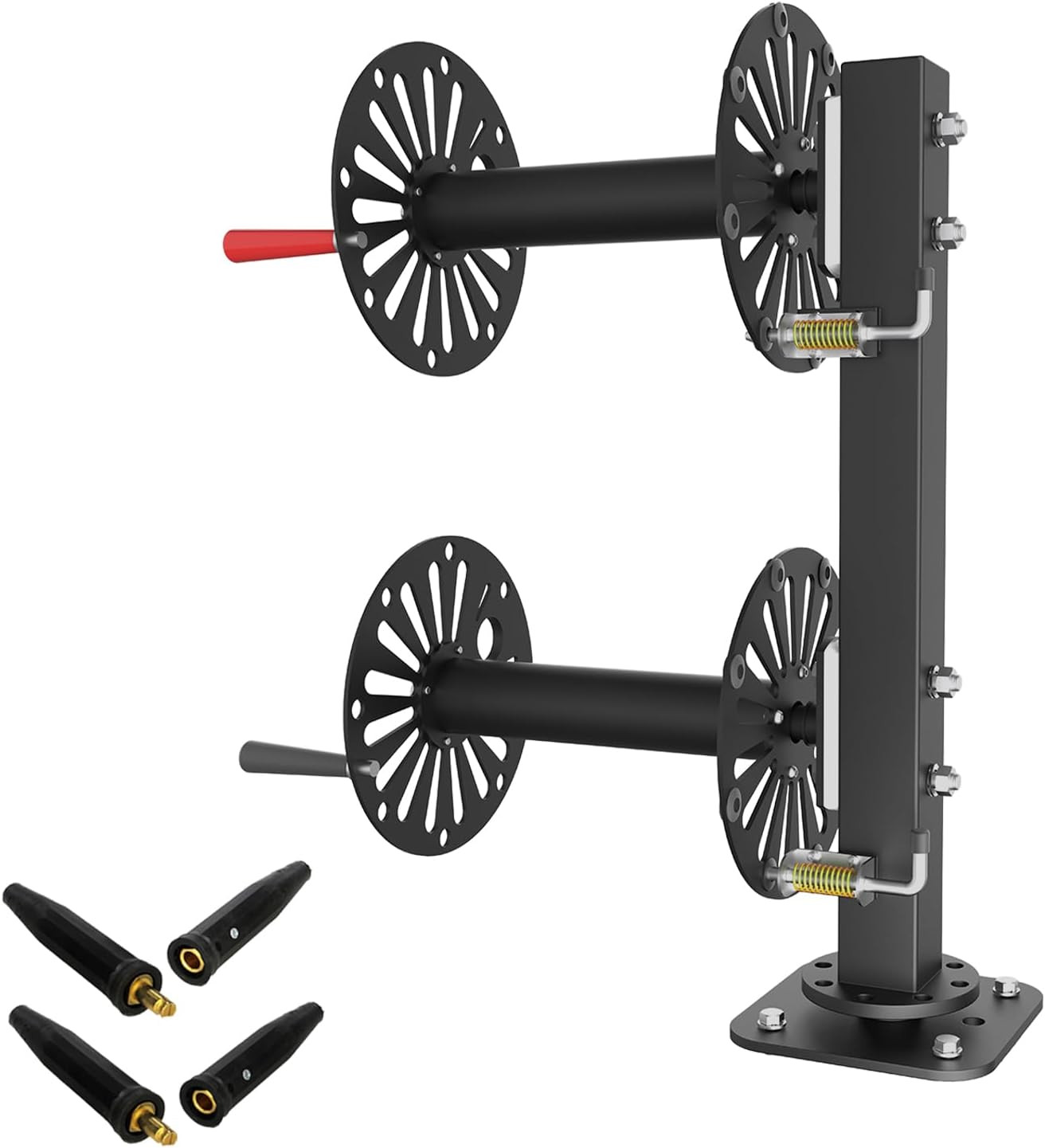 Heavy Duty Double Welding Lead Reel, 10″ Swivel Base Welding Cable Reel with Ins